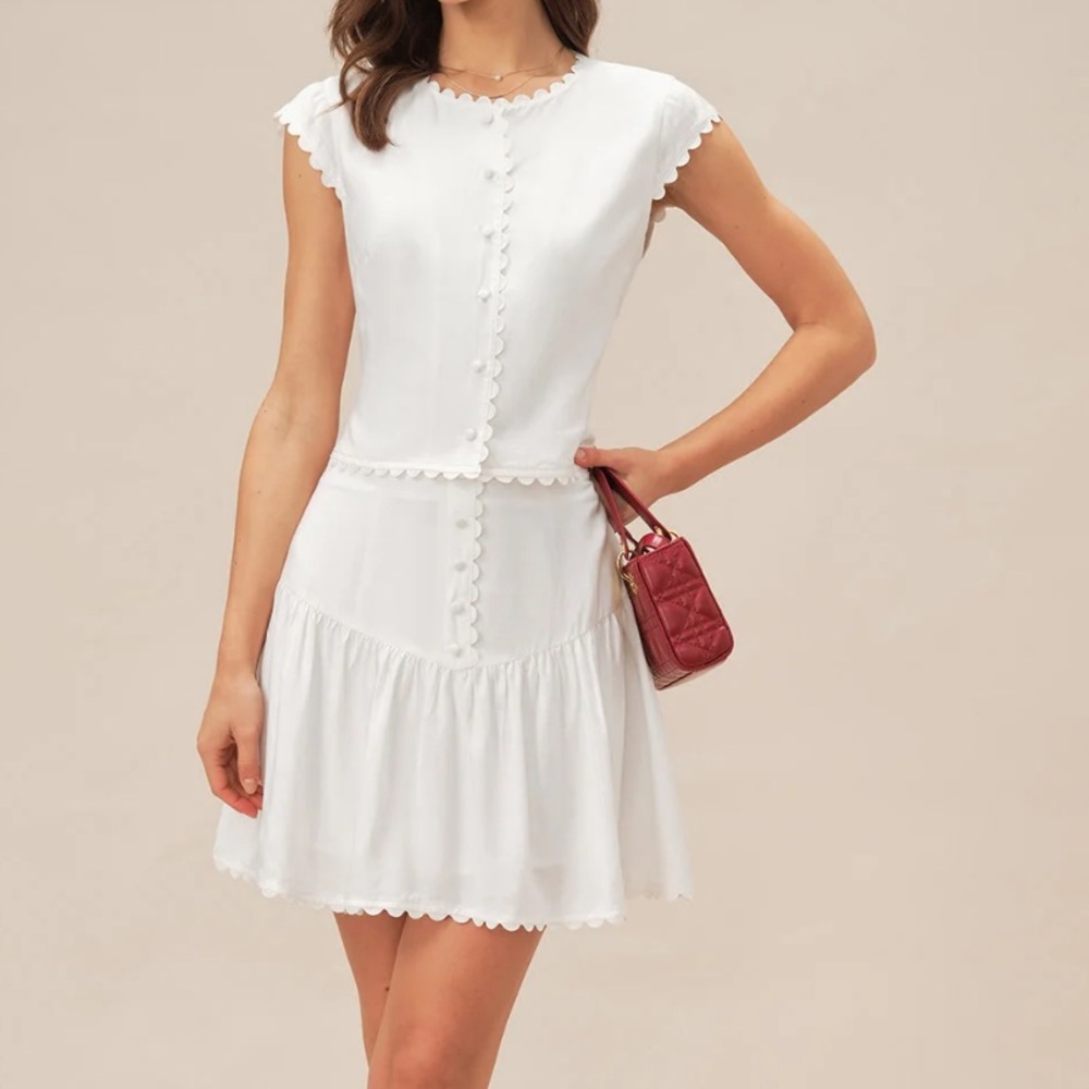 Rihoas White Cap Sleeve Button Down SET NWT